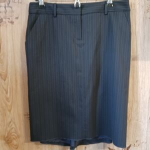 BCBG MaxAzria Blue on Black Pinstripe Pencil Skirt
